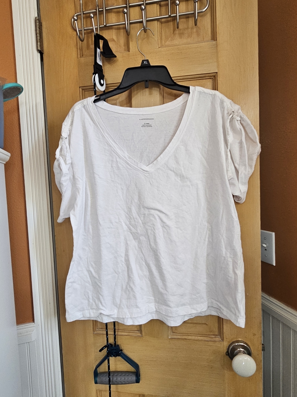 Anthropologie Casual V-Neck White Women's Top